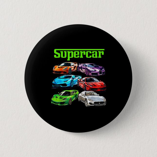 Bóton Redondo 5.08cm Supercar Cool Car Guy Srts Racing Fan Graphic Men  (Frente)