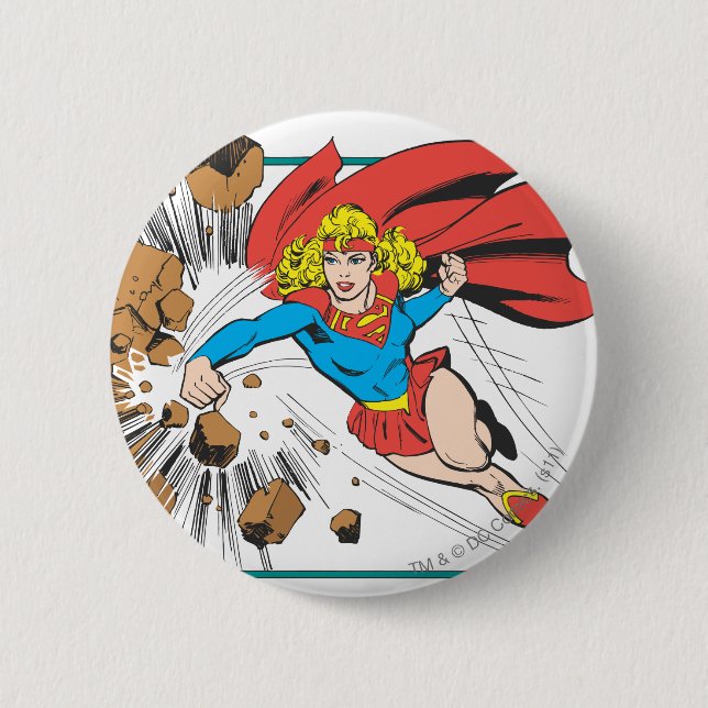 Bóton Redondo 5.08cm Supergirl Destroys Boulder (Frente)