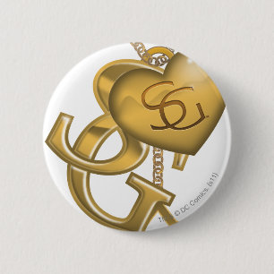 Bóton Redondo 5.08cm Supergirl Dourado Locket