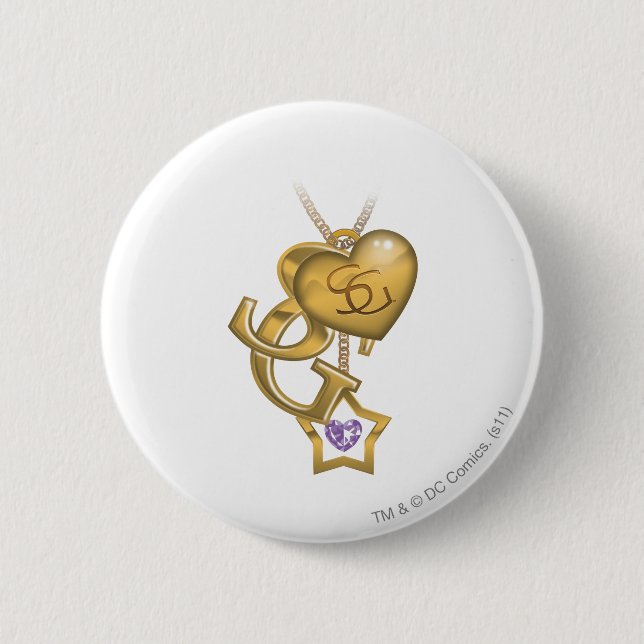 Bóton Redondo 5.08cm Supergirl Dourado Locket (Frente)