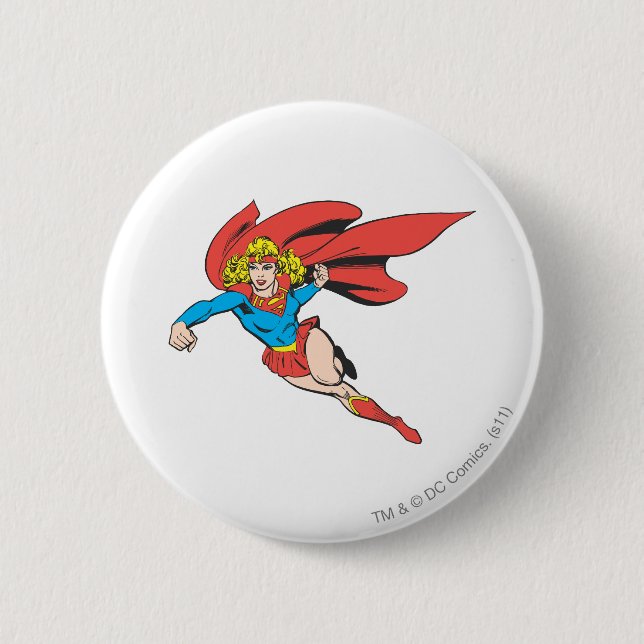 Bóton Redondo 5.08cm Supergirl Leaps e Punhos (Frente)