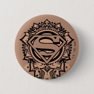 Bóton Redondo 5.08cm Supergirl Mandala Graphic