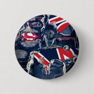 Bóton Redondo 5.08cm Supergirl Red, White e Blue