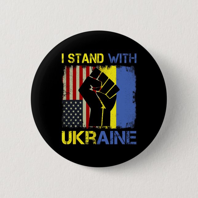Bóton Redondo 5.08cm Support Ukraine I Stand With Ukraine Ukrainian Fla (Frente)