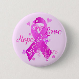 Bóton Redondo 5.08cm Survivor Love Hope Cure
