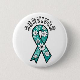 Bóton Redondo 5.08cm Survivor SA Teal Awareness Ribbon
