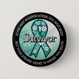 Bóton Redondo 5.08cm Survivor SA Teal Awareness Ribbon