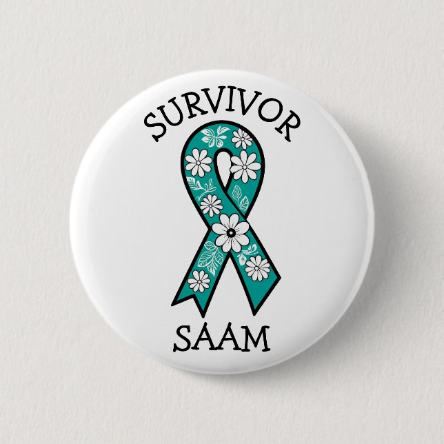 Bóton Redondo 5.08cm Survivor SA Teal Awareness Ribbon (Frente)