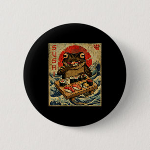 Bóton Redondo 5.08cm Sushi engraçado de sapo Kawai japonês Humor de com