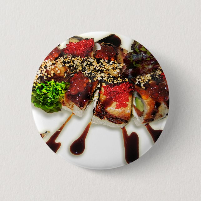 Bóton Redondo 5.08cm Sushi Rolls Sesame Ginger Wasabi Japão Kitchen (Frente)