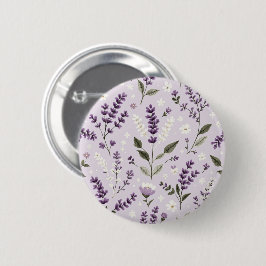 Bóton Redondo 5.08cm Sussurros de lavanda - Botão Padrão Botânico Folk