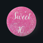 Bóton Redondo 5.08cm SWEET 16 Birthday Sparkle Hot Pink Glitter<br><div class="desc">Sparkle SWEET 16 SIXTEEN hot pink purple glitter button!</div>