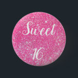 Bóton Redondo 5.08cm SWEET 16 Birthday Sparkle Hot Pink Glitter<br><div class="desc">Sparkle SWEET 16 SIXTEEN hot pink purple glitter button!</div>