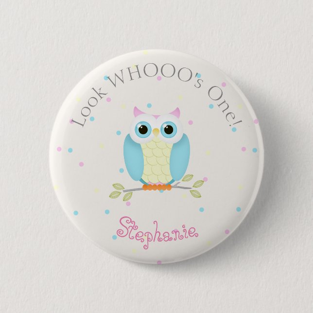 Bóton Redondo 5.08cm Sweet Owl Birthday (Frente)