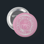 Bóton Redondo 5.08cm Sweet Sixteen Pink Birthday<br><div class="desc">Sweet 16 Button Pin. Soft pink color, sweetly designed for that special girl. ⭐This Product is 100% Customizable. Graphics and / or text can be added, deleted, moved, resized, changed around, rotated, etc... 99% of my designs in my store are done in layers. This makes it easy for you to...</div>