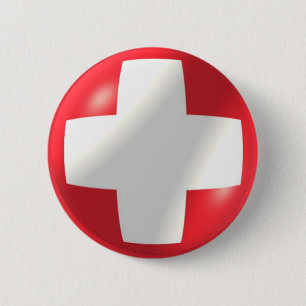 Bóton Redondo 5.08cm Swiss Flag With Bubble Button