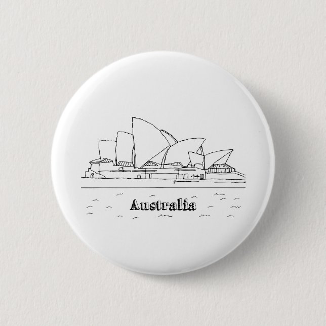 Bóton Redondo 5.08cm Sydney Austrália - Férias de Arte Desenhando Féria (Frente)