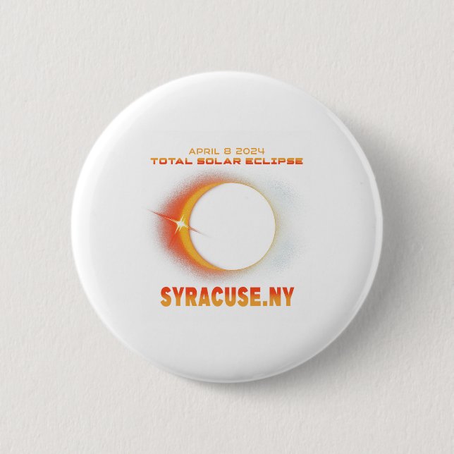 Bóton Redondo 5.08cm Syracuse New York Total Solar Eclipse 2024 1 (Frente)
