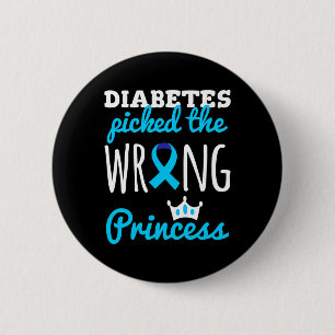 Bóton Redondo 5.08cm T1d Consciência Princesa Meninas Diabetes Awa