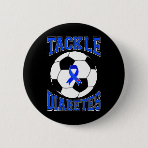 Bóton Redondo 5.08cm Tackear Awarenes da Diabetes Azul do Futebol
