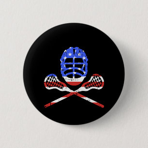 Bóton Redondo 5.08cm Tacos de lacrosse e capacete com bandeira american