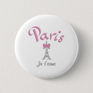 Bóton Redondo 5.08cm T'aime de Paris - de Je (eu te amo)