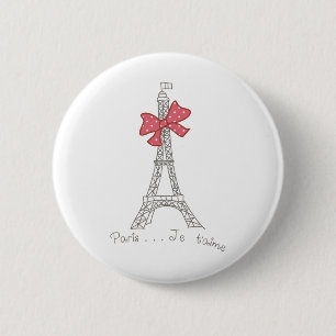 Bóton Redondo 5.08cm T'aime de Paris… Je