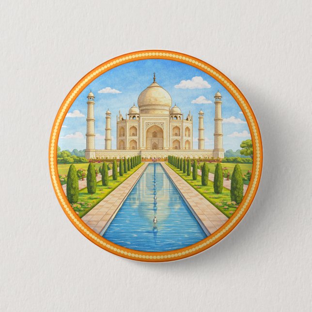 Bóton Redondo 5.08cm Taj Mahal da Índia (Frente)