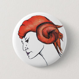 Bóton Redondo 5.08cm Tangerine Orange Haired Girl Original Art Portrait