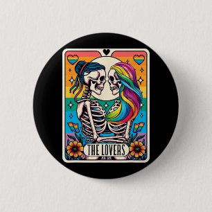 Bóton Redondo 5.08cm Tarot Card Os Amantes Arco-Íris Beijando A Pele Lé