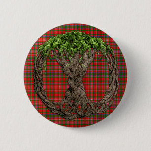 Bóton Redondo 5.08cm Tartan de MacAlister do clã e árvore do céltico