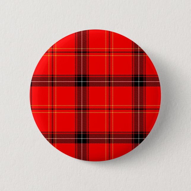 Bóton Redondo 5.08cm Tartan Vermelho Escocês (Frente)