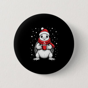 Bóton Redondo 5.08cm Tartaruga de Natal com Chapéu de Papai Noel Amante