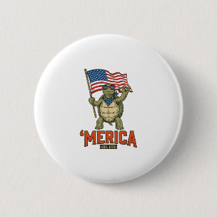 Bóton Redondo 5.08cm Tartaruga Patriótica ‘Merica Vetor Vintage