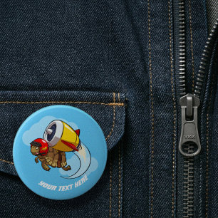 Bóton Redondo 5.08cm Tartaruga Voadora Audaciosa com Cartoon de Mochila