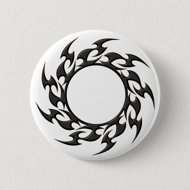 Bóton Redondo 5.08cm Tatuagem de Círculo Tribal (Frente)