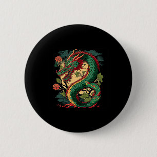 Bóton Redondo 5.08cm Tatuagem de Dragões Japoneses Dragões Chineses