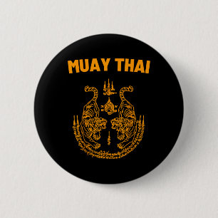 Bóton Redondo 5.08cm Tatuagem de luta de MMA Muay Thai Tigre gêmeo Kick