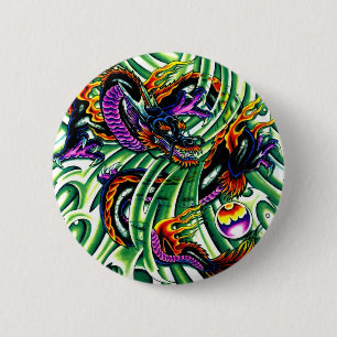 Bóton Redondo 5.08cm Tatuagem do Dragão Japonês