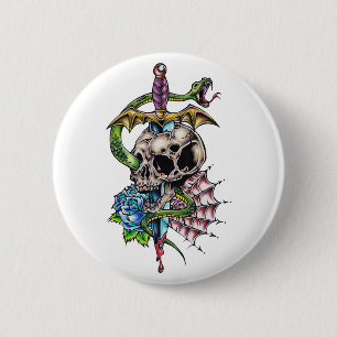 Bóton Redondo 5.08cm Tatuagem do Skull & Dagger