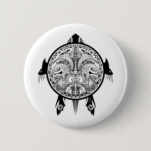 Bóton Redondo 5.08cm Tatuagem Tribal Turtle