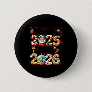 Bóton Redondo 5.08cm Tchau 2025 Olá 2026 Natal E Feliz Ano Novo