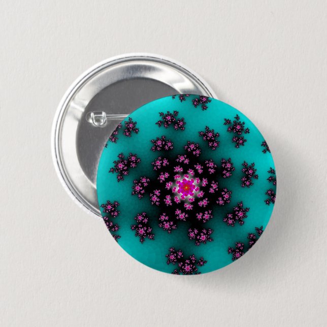 Bóton Redondo 5.08cm Teal Floral Sprinkles (Frente & Verso)