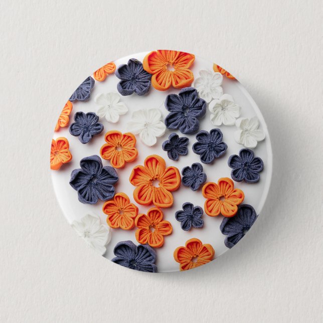 Bóton Redondo 5.08cm tecidos de costura de primavera manual flores lara (Frente)