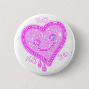 Bóton Redondo 5.08cm Tecla "XO, XO, XO" Kawaii Heart