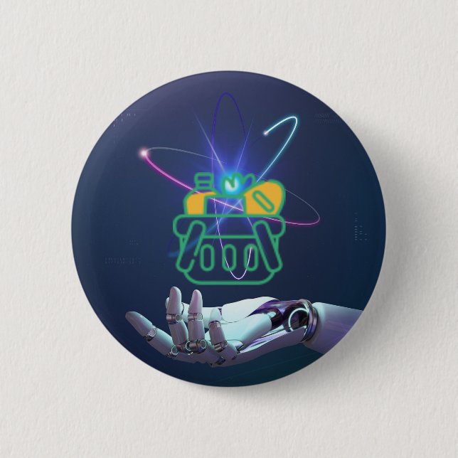 Bóton Redondo 5.08cm Tecnologia" (Frente)