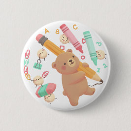 Bóton Redondo 5.08cm Teddy's Back to School Illustration