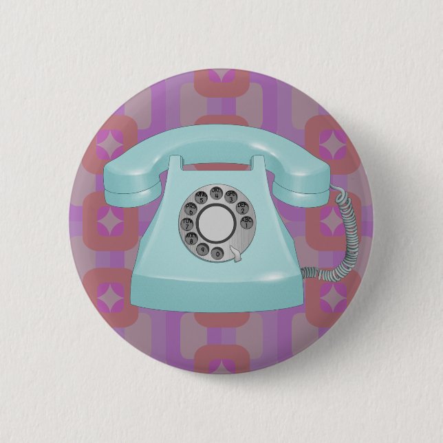 Bóton Redondo 5.08cm Telefone Rotativo Retrô (Frente)