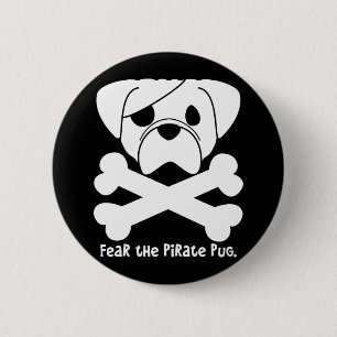Bóton Redondo 5.08cm Tema o Pug do pirata