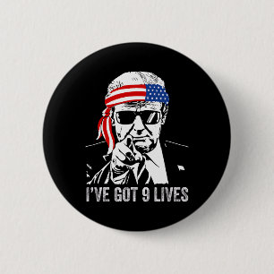 Bóton Redondo 5.08cm Tenho 9 Vidas - Trump 2024 Engraçado